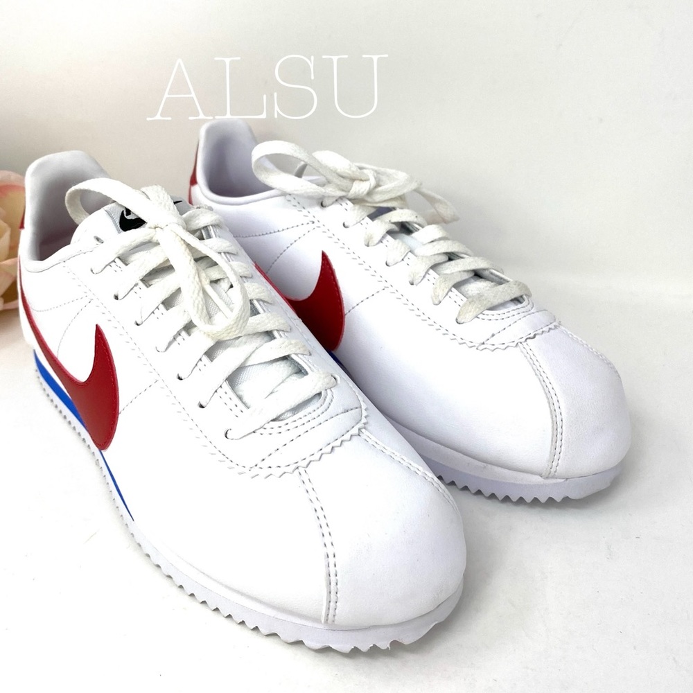 Nike Classic Cortez Leather White Red Blue W AUTHE - Picture 4 of 8